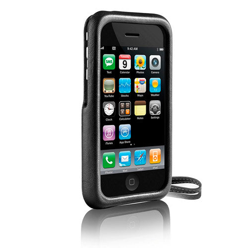 Philips Polycarbonate Leather Hard Case for iPhone 3G 3GS - Black - NEW